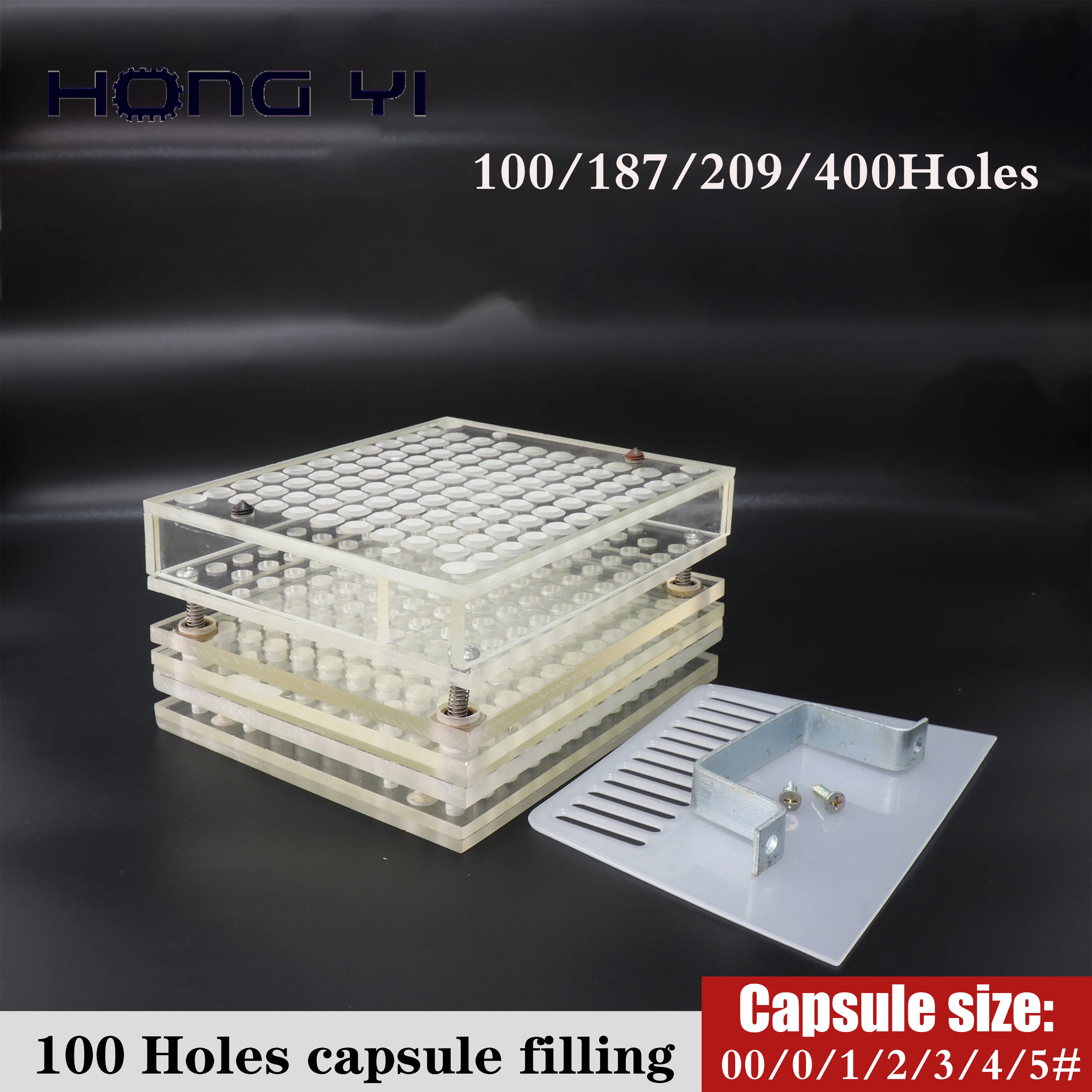 

0# S-100 187 209 400 holes 6-piece set ABS capsule filling board/capsule filling device/Manual Capsule filling machine