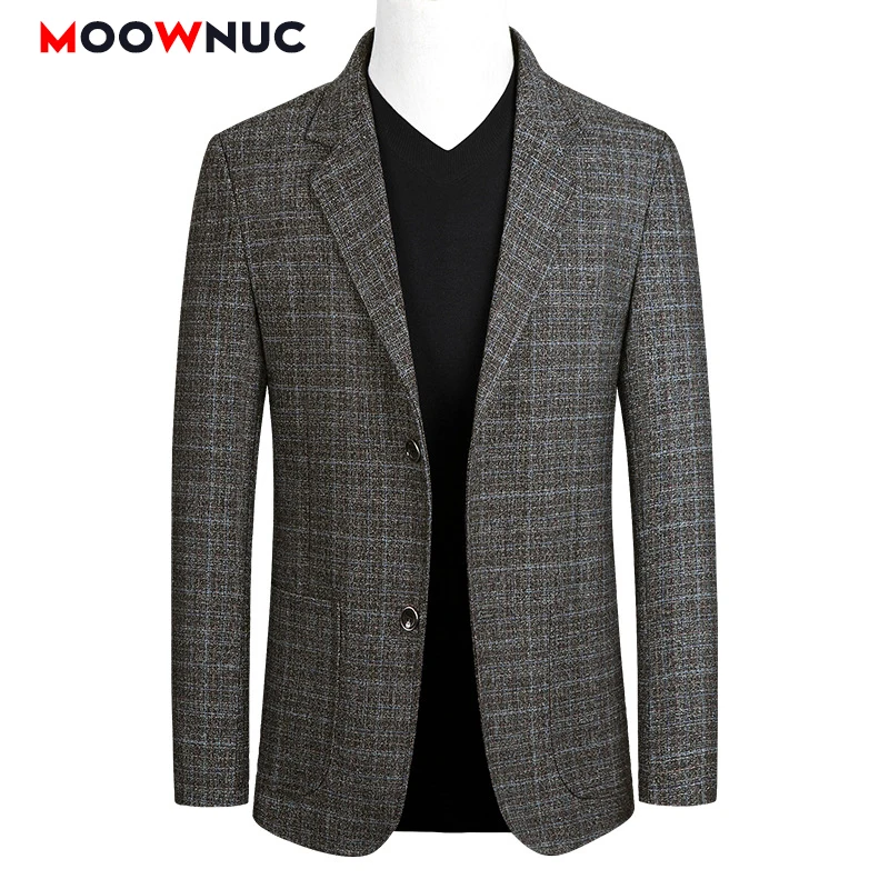

Blazer Smart Casual Suits Fashion New Spring Woollen Coats British Style Coverall Wedding Male Hombre MOOWNUC Brand Men Slim Fit