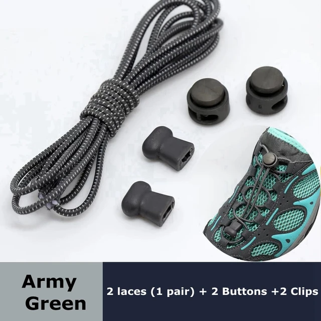 Round Elastic Shoelaces Suitable For Various Shoe Accessories No Tie Shoelace Fixed Stretching Locking Lazy laces 1 Pair Army Green
