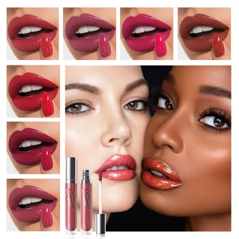 

Pudaier moisturizing lip gloss waterproof long lasting mirror effect 12 colors sexy red purple brown lip tint cream PD085