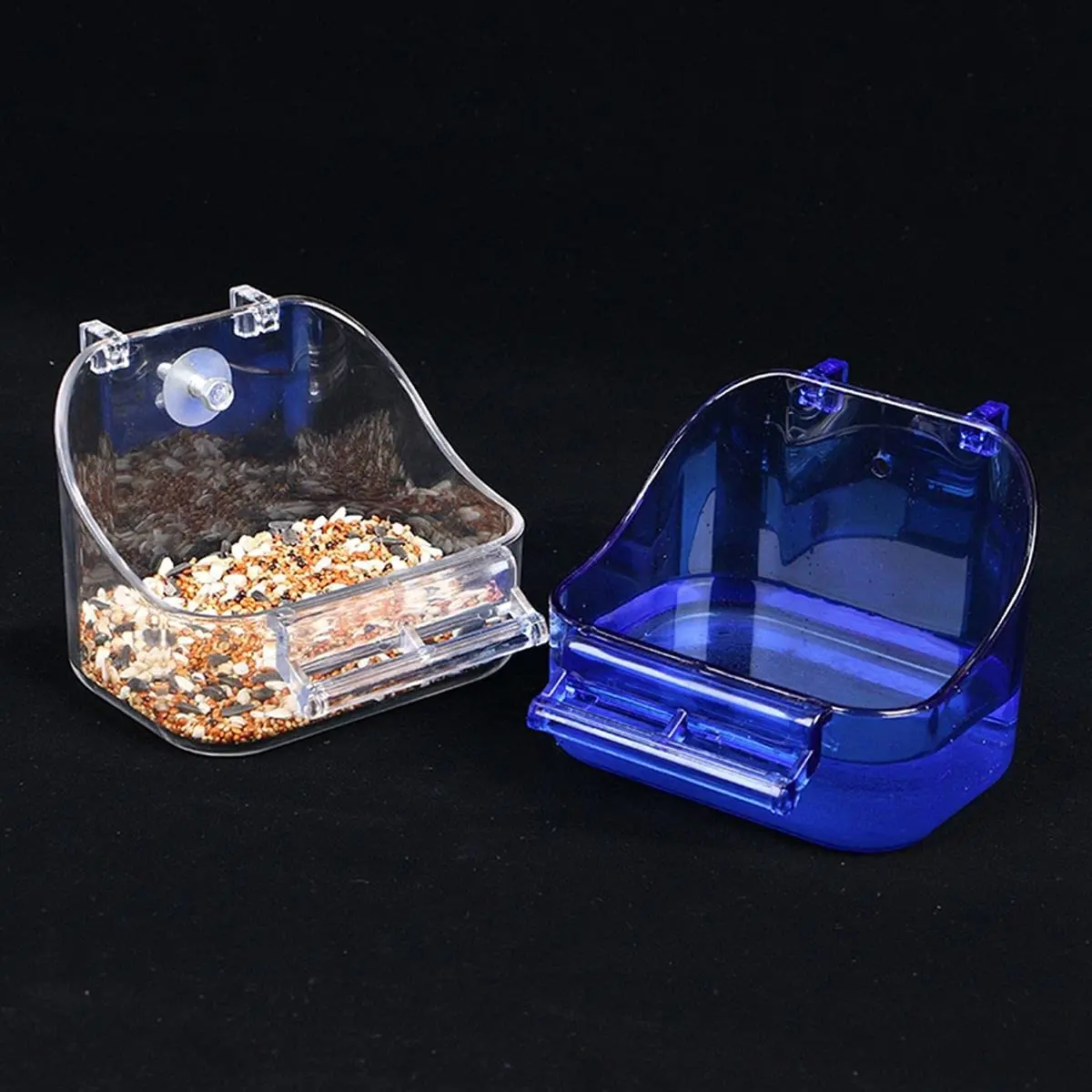 Pet Bath Box Caged Parrot Bathing Tub Bird Cage Accessory Bathing Tub Bath for Small Birds Canary Budgerigar Lovebirds(Blue)