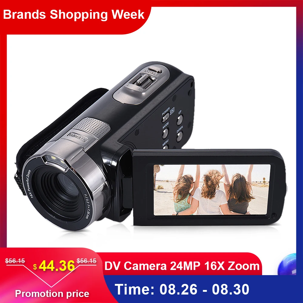 

HDV-302P 3.0 Inch LCD Screen Full HD 1080P 15FPS 24MP 16X Digital Camera Anti-shake Digital Video DV Camera Camcorder