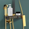 Hot Cold Digital Shower Set Quality Brass Thermostatic Bathroom Shower System Faucets Rainfall Shower Head Black Gold Shower Set 2