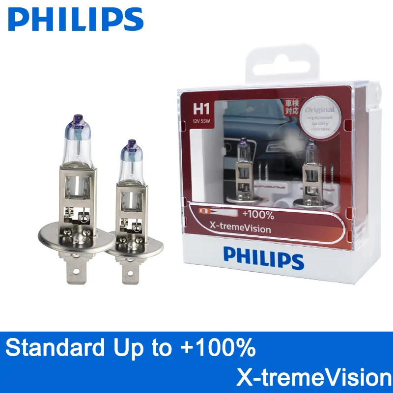 2X Philips H1 12 В 55 Вт P14. 1 X-treme Vision автомобильные лампы для фар 100% более яркие