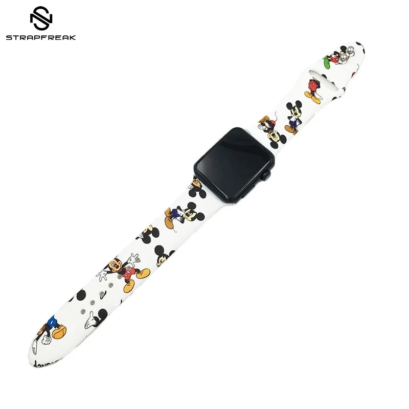 Спортивный силиконовый ремешок для Apple Watch, 38 мм, 42 мм, 40 мм, 44 мм, мягкий ремешок, мультяшная мышь, женский и мужской браслет для iwatch, серия 5, 4, 3, 2, 1