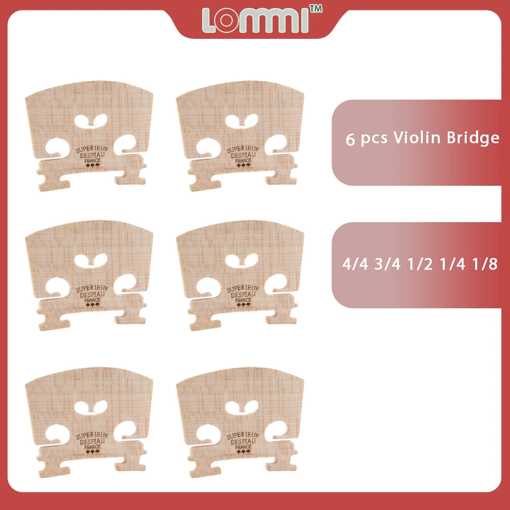 

LOMMI 6PCS 4/4 3/4 1/2 1/4 1/8 Nice Maple Wood Violin Bridge Fiddle Bridge Violin Accessories Parts Electric & Acoustic Violin