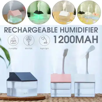

Household Humidifier 250ml Cool Mist Maker Aroma-Oil Diffuser DC5V Rechargeable Humidifiers For Home Office 25-35ml/H LED Lamp