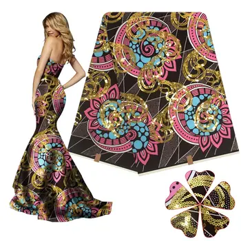 

Popular pattern sequins wax fabric african wax fabric for making clothes 6yards / lot SH1711