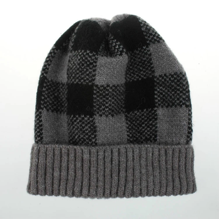 BOoDinerinle Winter Hats For Women Warm Two-color Plaid Hat Warm Knit Beanie Cap Casual Winter Women's Hat