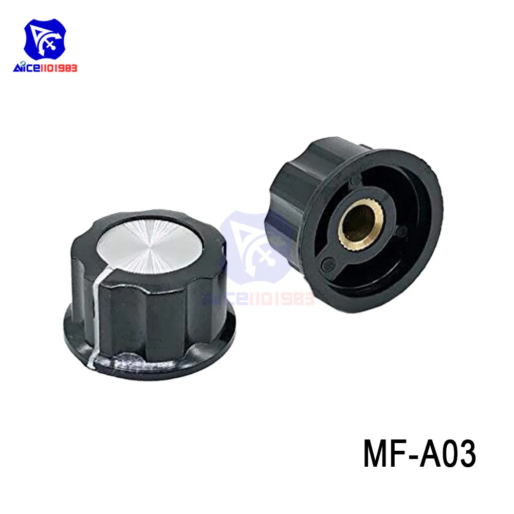 diymore 5PCS/Lot MF-A03 Black Metal 6mm Knurled Shaft Insert Dia. Potentiometer Control Knobs Switch Cap 28mm x 15mm Height | Электронные