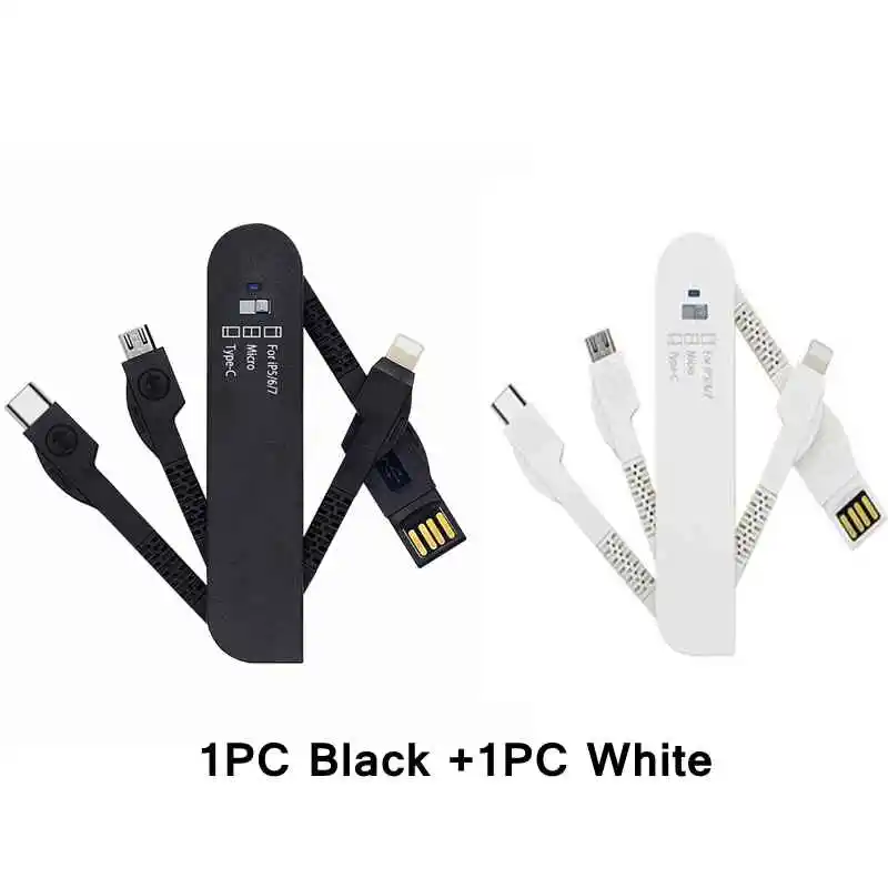 2 шт. 3 в 1 USB кабель Micro usb type C кабель портативный для iPhone 11 11Pro Xs Max 8 7 Plus samsung 2A мини зарядное устройство зарядный кабель - Тип штекера: each color 1pc