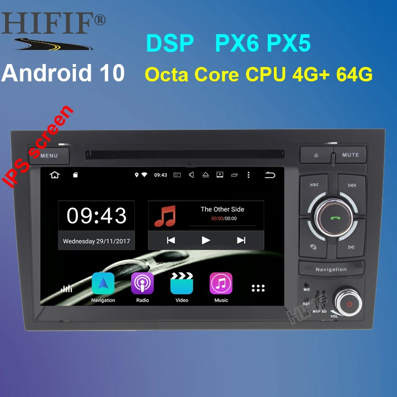 Автомобильный DVD-плеер 4 + 64 ГБ 2 Din 7 дюймов Android 10 Восьмиядерный для Audi A4 B6 B7 S4 RS4