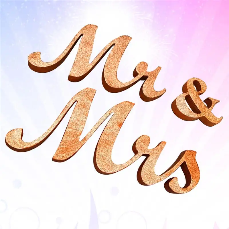 1 комплект деревянные украшения для свадебной вечеринки Mr& Mrs декоративные блестящие украшения для стола для реквизиты для свадебной фотографии поставки A35