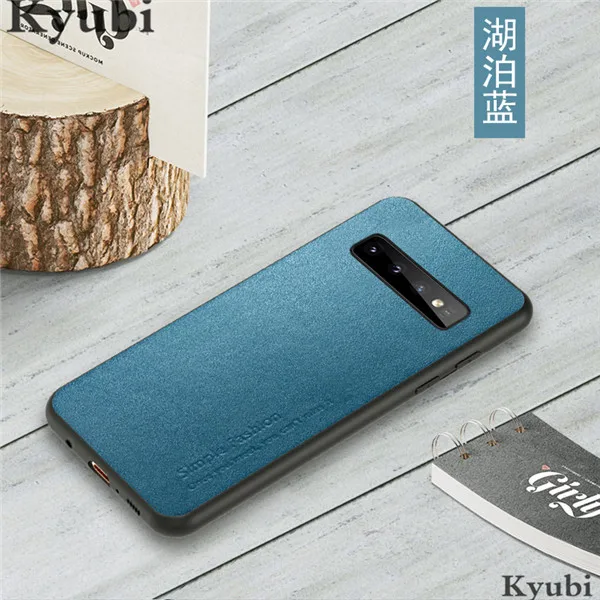 Чехол из натуральной кожи для samsung Galaxy S10 Plus S10E S10, мягкий силиконовый простой Винтажный чехол для samsung Galaxy S10 Plus S10E S10 - Цвет: Blue