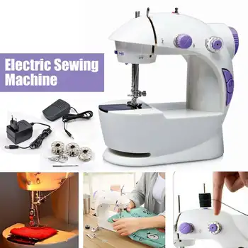 

Sewing Machine Mini Portable Household Night Light 12 Stitches 2-Speed Foot Pedal Hand Table Two Thread Kit Tailor Electric