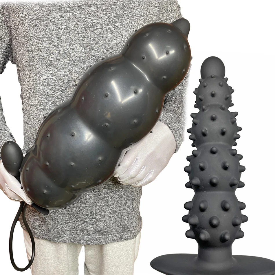 Diameter 13cm Inflatable Dildo Particle Anal Plug With 5 Beads Built-in Silicone Column Huge Butt Ass Dilator Sex Toy |