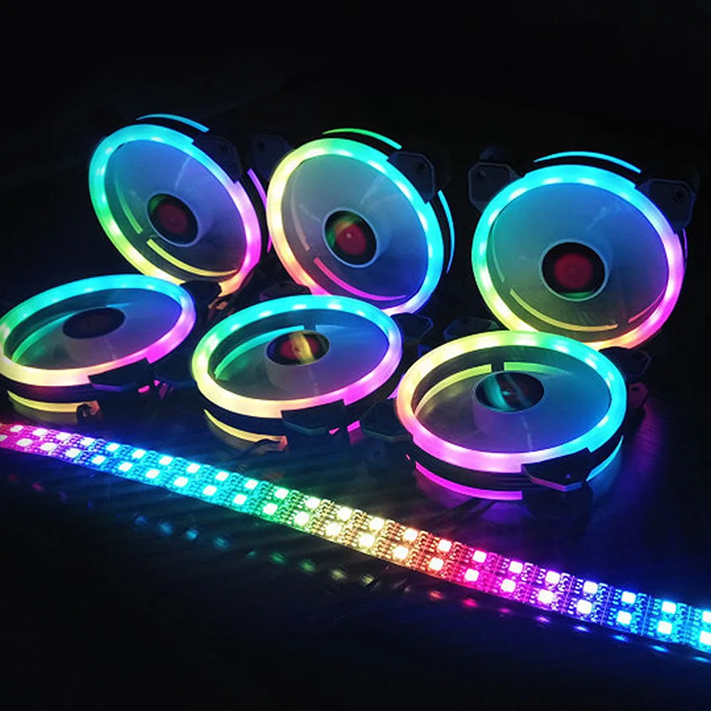 

5 pcs 12cm Adjustable Computer Cooling Fan PC Case Fan RGB Cooler Case Glare Red Blue Green White Cooler Fan For Computer Cooler