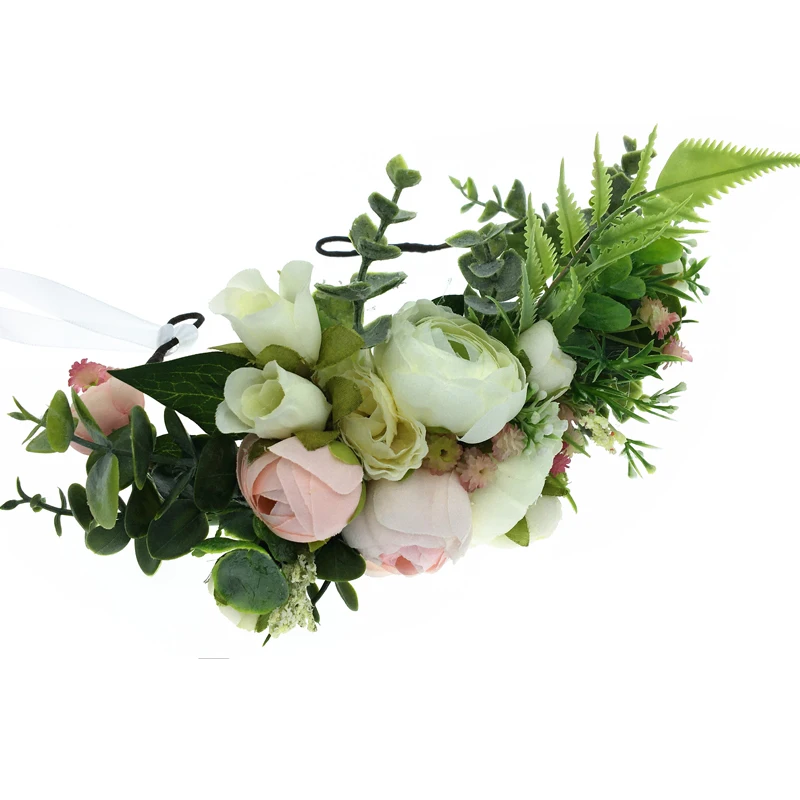 Women Wedding Flower Wreath Crown Festival Headband Women Hair Accessories Headdress Girl Floral Garland Wedding Floral Headwear - 3