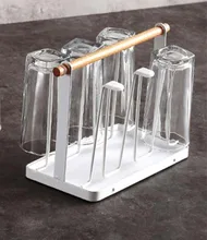 

6 Cups Baby Bottles Glass Mok Stand Holder Cup Plank Finishing Rack Wine Glass Hanger Plank Cocina Accessories