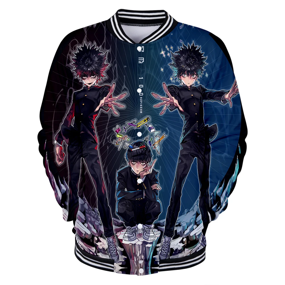 Дизайн Mob Psycho 100 бейсбольная форма для мужчин Весна Повседневная Harajuku Mob Psycho 100 бейсбольные куртки плюс размер для мужчин