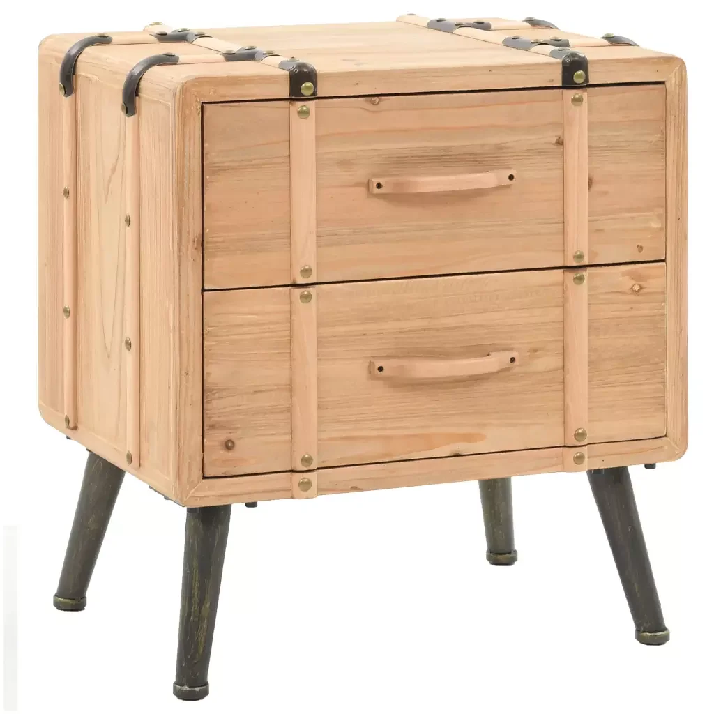 Bedside Cabinet Solid Fir Wood 50x35x57 Cm Retro Style Luggage