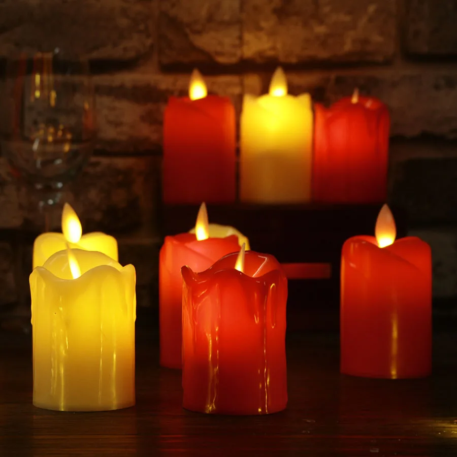 3 шт./лот светодиодные беспламенные Свечи пластиковые с имитацией пламени свечи