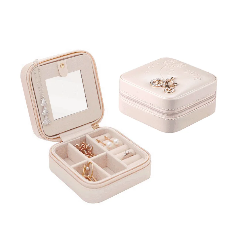Leather Mini Jewelry Storage Box Portable Earrings Necklace Ring Jewelry Storage Box