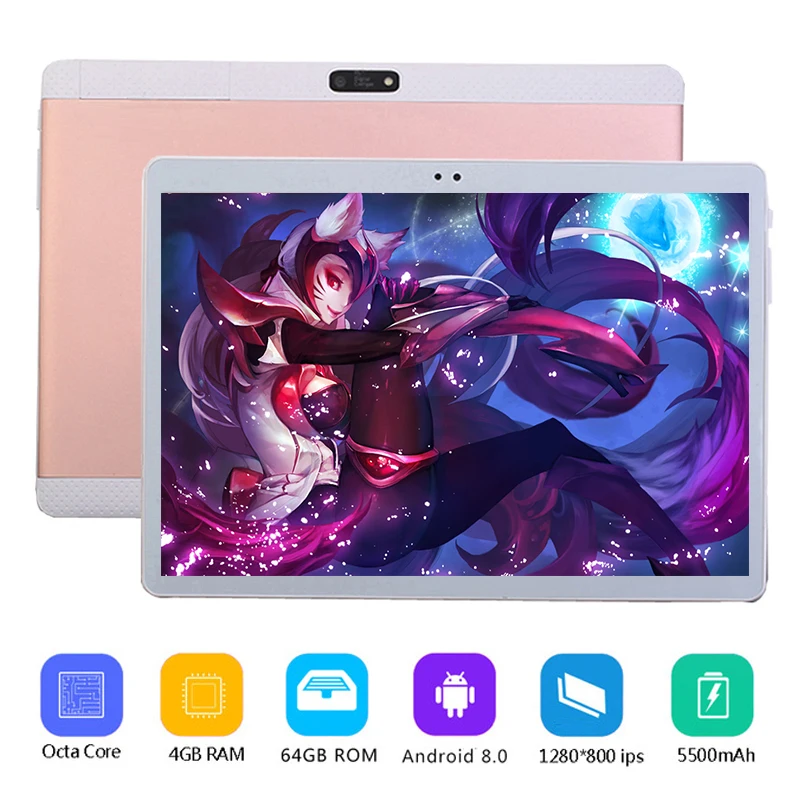 

Fast For Games/Videos 10 inch Tablet PC Android 8.0 Octa Core 4GB RAM 64GB ROM 5.0MP Bluetooth Wifi 4G LTE IPS Phone Tablet 10.1