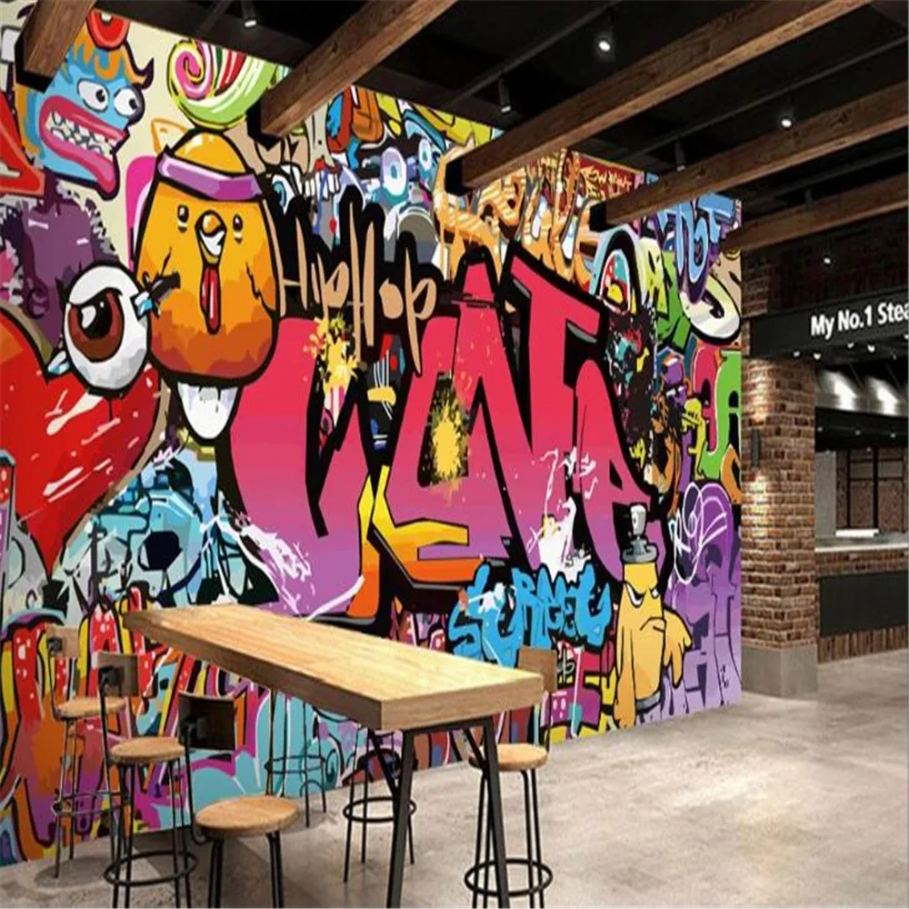 

Milofi custom 3D three-dimensional letters graffiti bar KTV wallpaper mural background wall