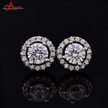 

Aladdin Round Cut Moissanite Total 1/2ct Diamond Test Passed Moissanite 925 Silver Earring Jewelry Girlfriend/Mother's Gft
