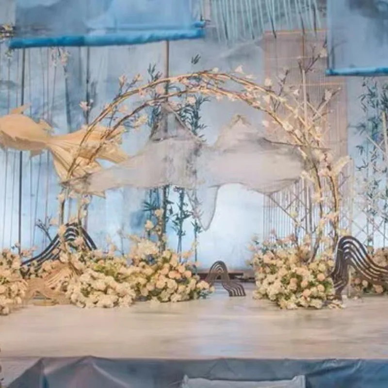 Двойной слой свадебный реквизит фон двойной круг моделирование ряд цветов ворота Арка Рамка Свадьба День Рождения Вечеринка украшения