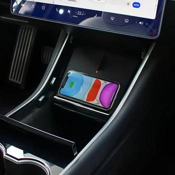 

for Tesla Model 3 Y Mobile Phone Wireless Charging Pad Accessories Center Console Horizontally Charger for iPhone Samsung