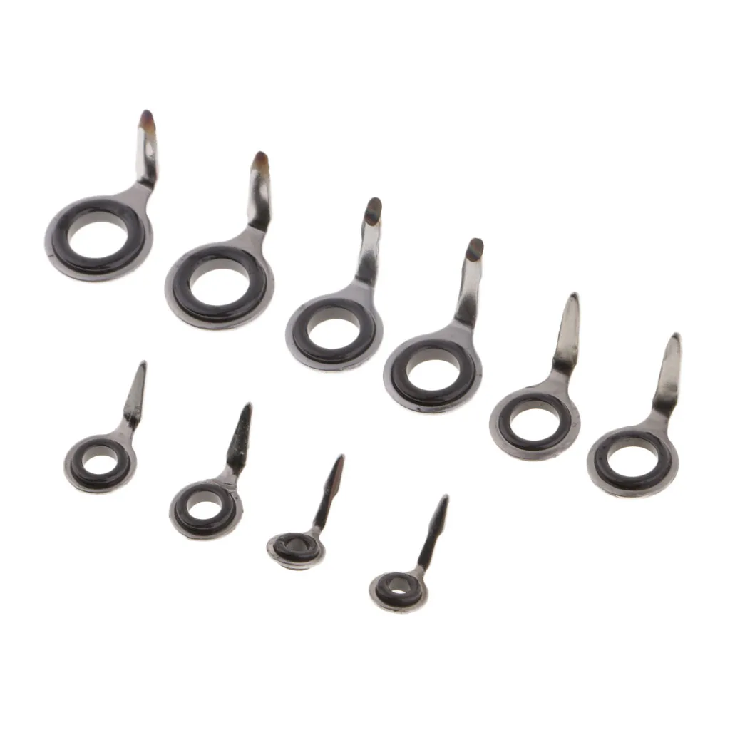 10pcs Spinning Rod Guides Repair Kit, Ceramic Eye Ring Tip Tops Rod Building