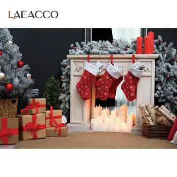 

Laeacco Christmas Party Vine Tree Glitters Polka Dots Light Bokeh Winter Gifts Photo Backdrop Photography Background