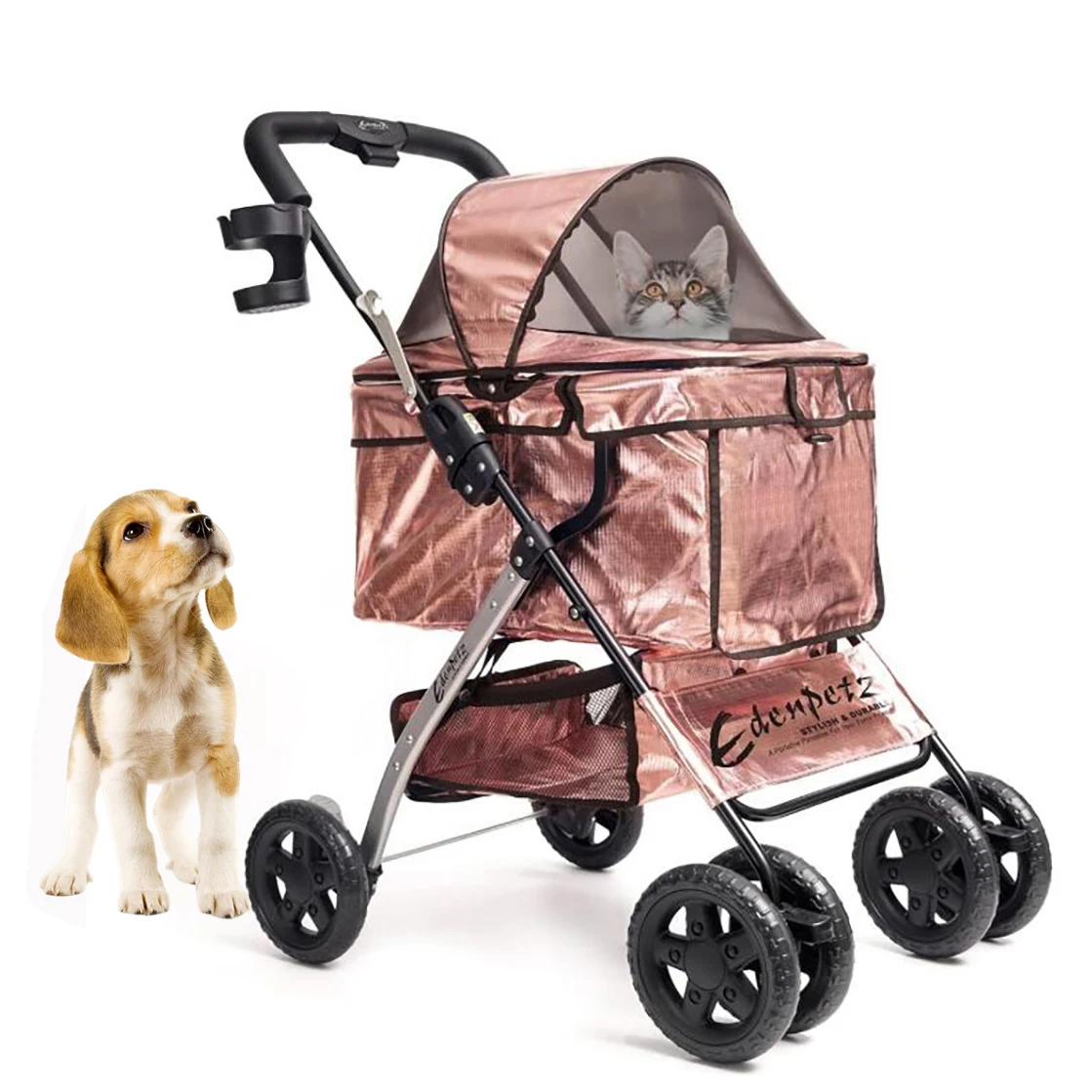 Pet Stroller Foldable Pets Cart Lightweight Outdoor Travel Gear For Cats Dogs