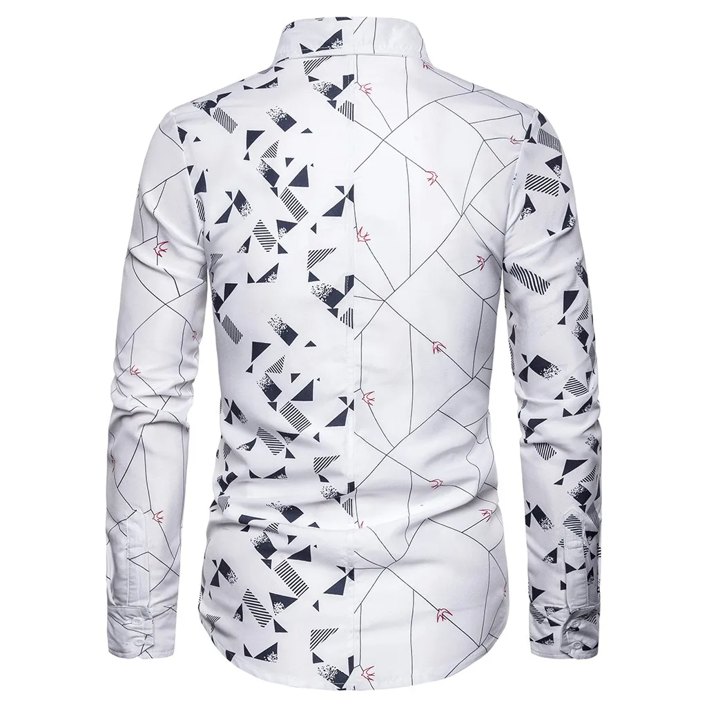 Зимняя рубашка MenFloral блузка с принтом мужской Slim Fit рубашка отложной воротник с длинными рукавами Блуза Топ Сорочки мужские