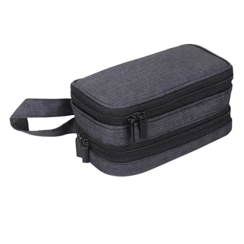 

Large Capacity Solid Storage Case Travel Portable Zipper Home Organizer For Nail Polish Multifunction Double Layer Cosmetic Bag