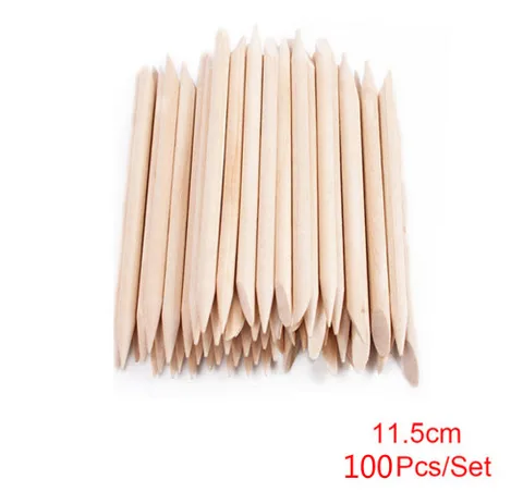200pcs/set 100pcs/set Orange Women Lady Double End Nail Art Wood Stick Cuticle Pusher Remover Pedicure Manicure Tool Set