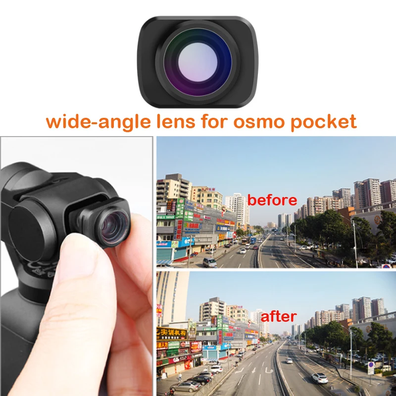 Action Camera Accessories Camera Accessories Handheld Gimbal Accessories 3-in-1 Wide Angle 10X Macro Fisheye Lens Kit for DJI Osmo Pocket/Pocket 2