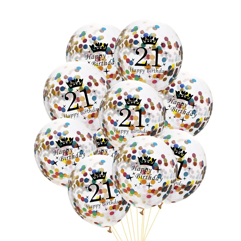 С днем рождения 18 Фольга воздушных шаров круглой формы в форме сердца воздушные шары 21/18th День рождения декор из латекса воздушный шар для детей и взрослых 21/18th лет - Цвет: multicolor-21th-10p