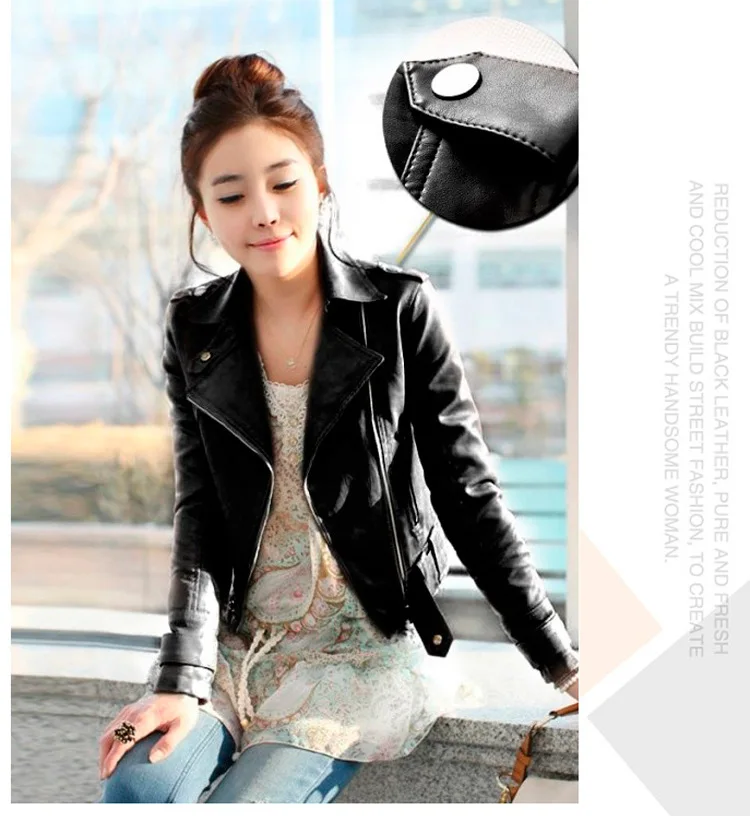 Quality Spring Autumn Faux Leather Jacket Women New Female Motorcycle Leather Jacket Ladies Turn Down Collar Biker Pu Coats
