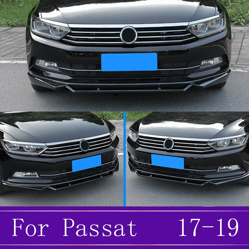 

Fit For Passat B8 2017 2018 2019 ABS Bright Black Front Bumper Front Lip Spoiler European version Car Styling Accessories