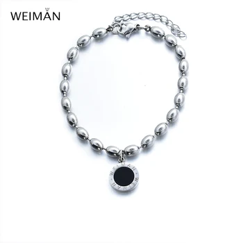 

WEIMAN Luxury Brand Color Round Black Enamel Charm Bracelets & Bangles Women Jewelry Stainless Steel Ball Love Beaded Bracelet