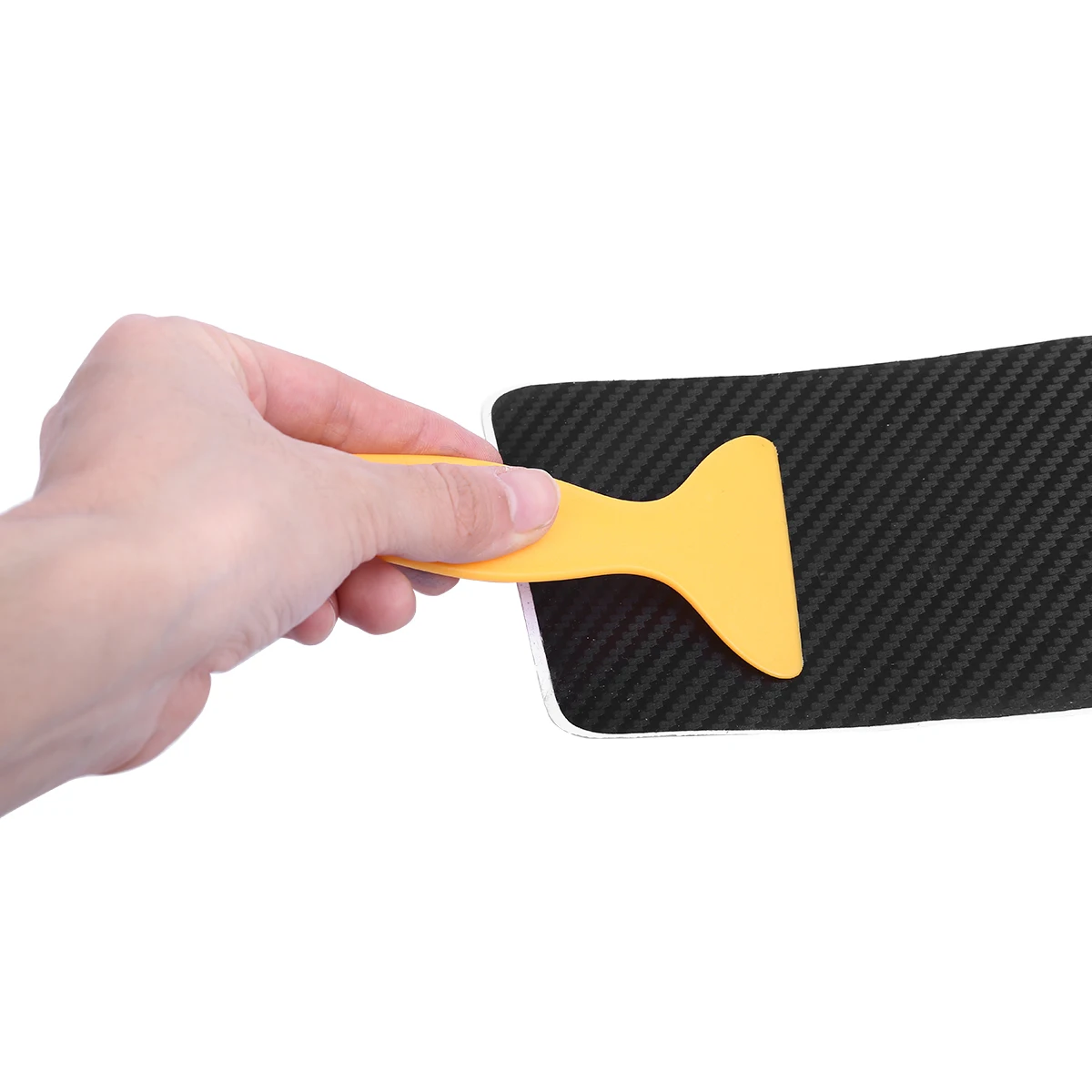 3D Black Carbon Fiber Style Trunk Sill Plate Sticker Car Rear Door Step Decoration Cover Decal With Scraper