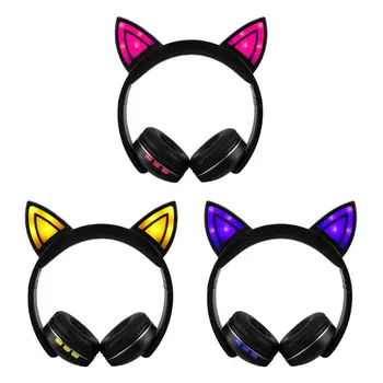 

Bright Light Cat Ear Headphones Bluetooth Wireless Cat Ear Stereo Gaming Headset