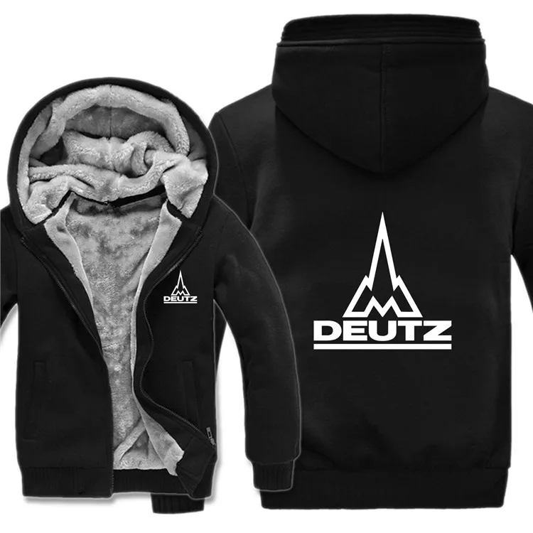 Зимние мужские толстовки с капюшоном Deutz Fahr, пальто на молнии, флисовая утепленная толстовка Deutz Fahr, пуловер с трактором