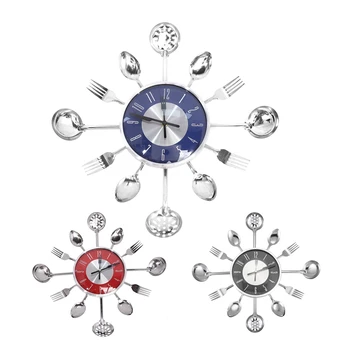 

Decorative Wall Clock Metal Spoon Fork Kitchen Wall Clock Tableware Creative Design Home Decoration
