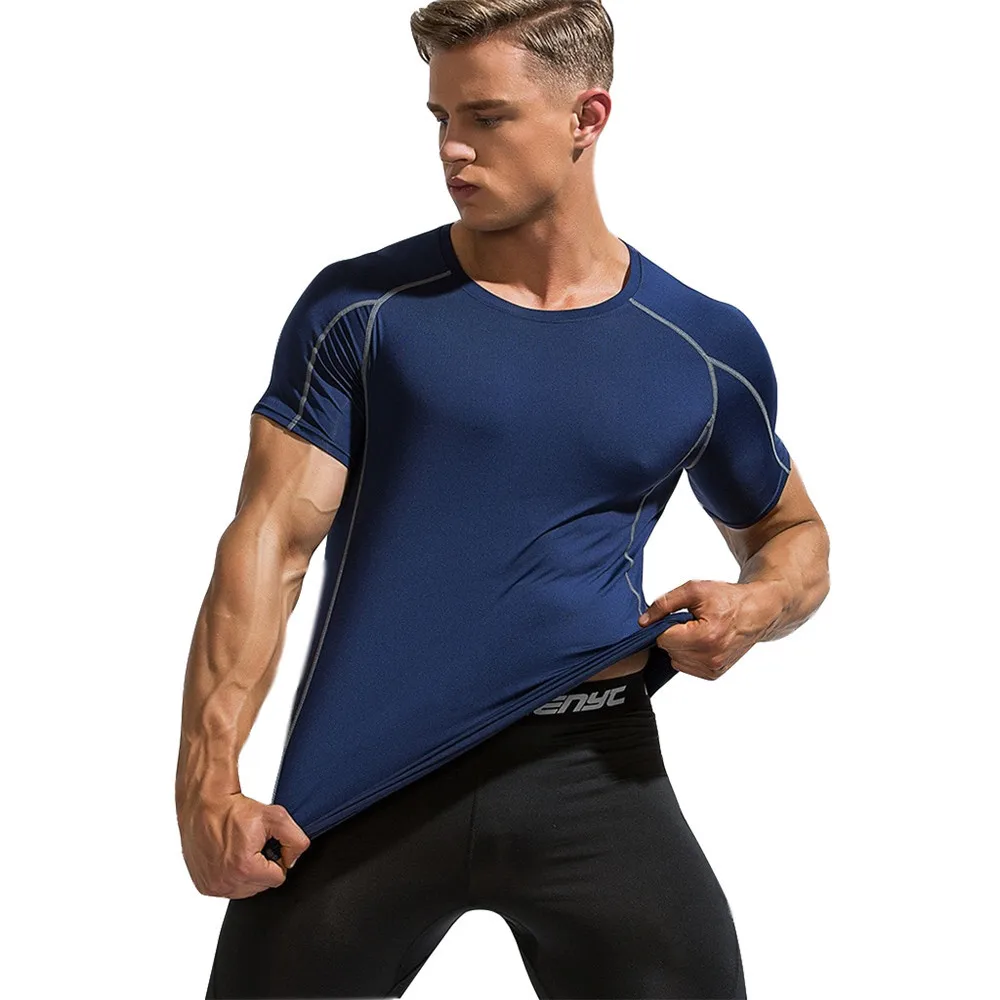

2021 Men Training T-Shirts Quick Dry Short Sleeve Training Sportswear Tee Breathable Running Bodybuilding Fashion Shirt Men
