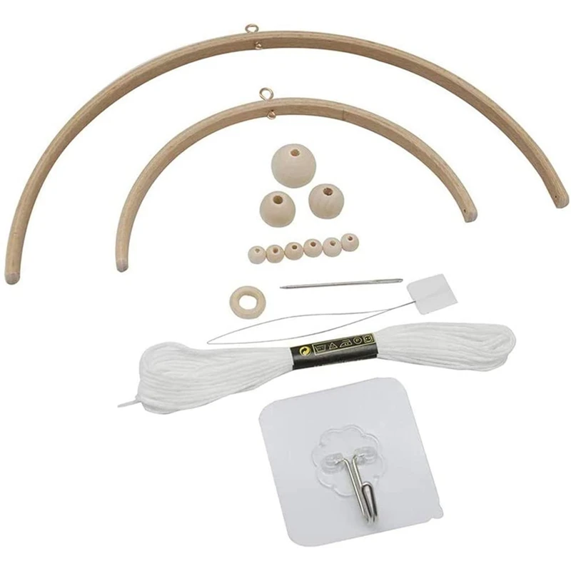 Bed Bell for Baby DIY Wooden Mobile Frame Crafts Natural Wood Hanger Kit Wind Chimes Room 17Pcs | Дом и сад