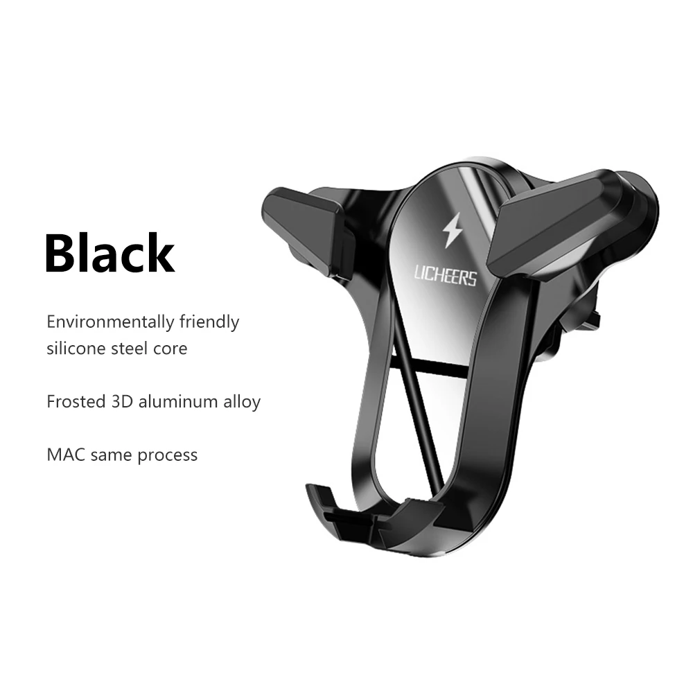 AOSHIKE QC 360 градусов гравитационный Кронштейн Телескопический Кронштейн для мобильного телефона с ароматерапией Беспроводная зарядка для телефона - Цвет: Black only bracket